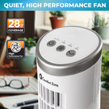 Comfort Zone 12" Oscillating Desktop Tower Fan with Electronic Touch Switches in White & Black
