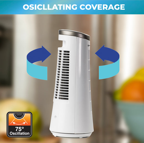 Comfort Zone 12" Oscillating Desktop Tower Fan with Electronic Touch Switches