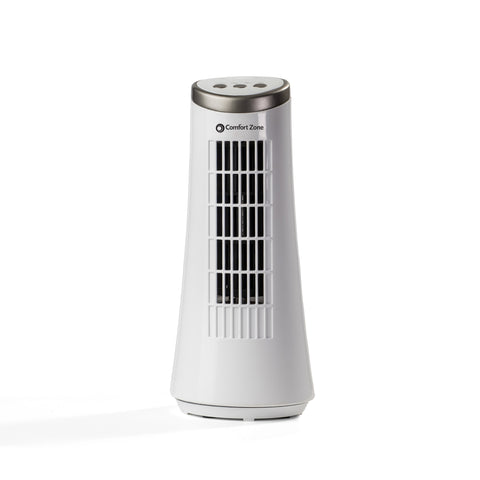 Comfort Zone 12" Oscillating Desktop Tower Fan with Electronic Touch Switches in White & Black