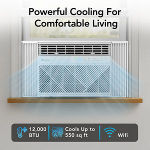 Comfort Zone 12,000-BTU Window-Mounted Smart Wi-Fi Room Air Conditioner with Remote Control