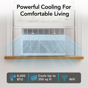 Comfort Zone 8,000-BTU Window-Mounted Smart Wi-Fi Room Air Conditioner with Remote Control