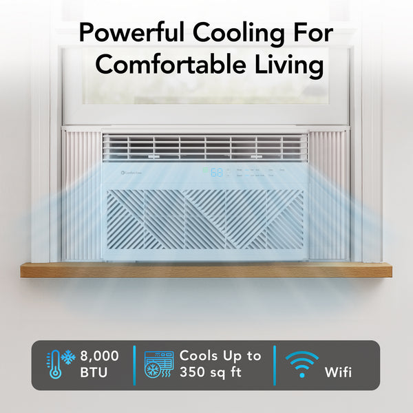 Comfort Zone 8,000-BTU Window-Mounted Smart Wi-Fi Room Air Conditioner with Remote Control