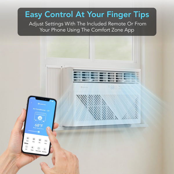 Comfort Zone 12,000-BTU Window-Mounted Smart Wi-Fi Room Air Conditioner with Remote Control