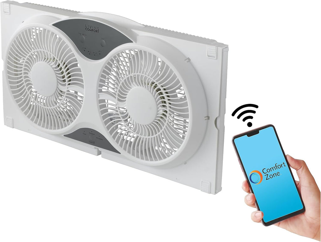 Comfort Zone 9" Twin Window Fan Reversible Airflow Control in Multiple Comfort Zone, Mr