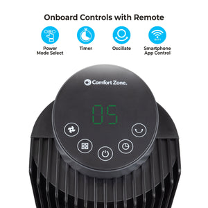 Comfort Zone 42" Smart Wi-Fi Oscillating Portable Tower Fan with Remote