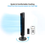 Comfort Zone 42" Smart Wi-Fi Oscillating Portable Tower Fan with Remote
