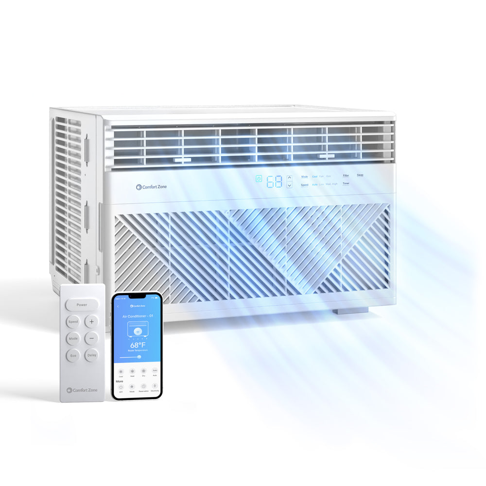 Comfort Zone 8,000-BTU Window-Mounted Smart Wi-Fi Room Air Conditioner with Remote Control