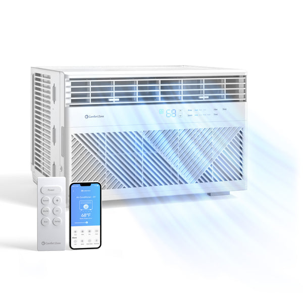 Comfort Zone 8,000-BTU Window-Mounted Smart Wi-Fi Room Air Conditioner with Remote Control
