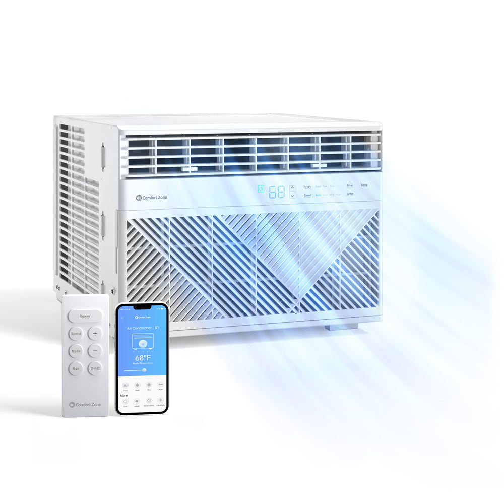 Comfort Zone 10,000-BTU Window-Mounted Smart Wi-Fi Room Air Conditioner with Remote Control