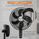 Comfort Zone 18" 3-Speed Powr Curve Oscillating Pedestal Fan in Black