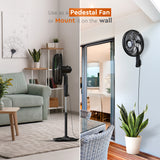 Comfort Zone 18" 3-Speed Powr Curve Oscillating Pedestal Fan in Black/Silver