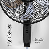 Comfort Zone 18" 3-Speed Powr Curve Oscillating Pedestal Fan in Black/Silver