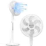 Comfort Zone 18" 3-Speed Adjustable Oscillating Pedestal Fan with Tri-Curve Grille in White