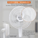 Comfort Zone 18" 3-Speed Adjustable Oscillating Pedestal Fan with Tri-Curve Grille in White
