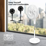 Comfort Zone 18" 3-Speed Adjustable Oscillating Pedestal Fan with Tri-Curve Grille in White