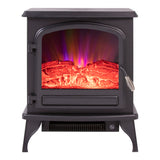 Comfort Zone Electric Fireplace Heater Furnace with LED Simulated Flame in Black