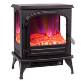 Comfort Zone Electric Fireplace Heater Furnace with LED Simulated Flame in Black