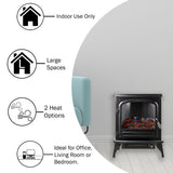 Comfort Zone Electric Fireplace Heater Furnace with LED Simulated Flame in Black