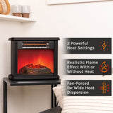 Comfort Zone 700 Watt 2-Heat Setting Desktop Fireplace Heater in Black