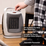 Comfort Zone Energy Save Electric Ceramic Space Heater in Grey