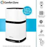 Comfort Zone Compact HEPA Air Purifier with WiFi App Control in White
