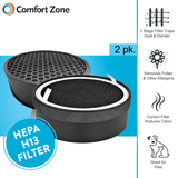 Comfort Zone HEPA Air Purifier Replacement Filter 2-Pack in Black