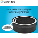 Comfort Zone HEPA Air Purifier Replacement Filter 2-Pack in Black