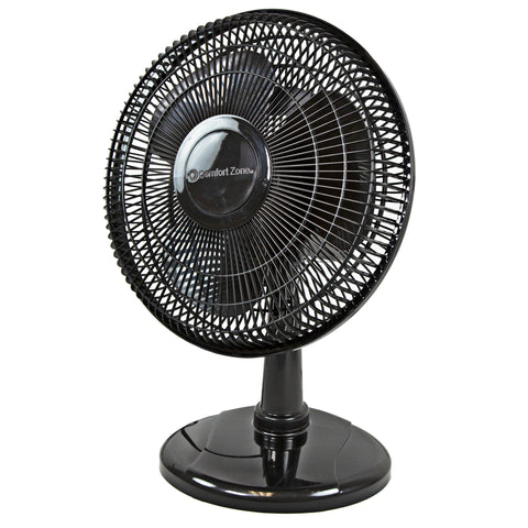 Comfort Zone 12 Oscillating Table Fan with Adjustable Tilt, Black