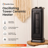 Comfort Zone Ceramic Tower 1500-Watt Oscillating Indoor Space Heater with Adjustable Thermostat