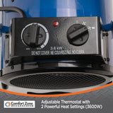 Comfort Zone Fan-Forced 3600-Watt, 240V Port Industrial Heater in Blue