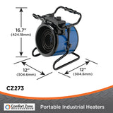 Comfort Zone Fan-Forced 3600-Watt, 240V Port Industrial Heater in Blue