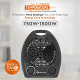 Comfort Zone Fan-Forced Energy-Save Electric Portable Heater with Thermostat in Black