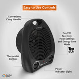 Comfort Zone Fan-Forced Energy-Save Electric Portable Heater with Thermostat in Black
