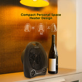 Comfort Zone Fan-Forced Energy-Save Electric Portable Heater with Thermostat in Black