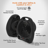 Comfort Zone Fan-Forced Energy-Save Electric Portable Heater with Thermostat in Black
