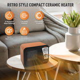 Comfort Zone Retro 1500 Watt Ceramic Heater with Overheat Safety in Black and Tan