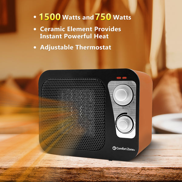Comfort Zone Retro 1500 Watt Ceramic Heater
