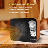 Comfort Zone Retro 1500 Watt Ceramic Heater with Overheat Safety in Black and Tan
