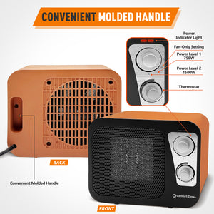 Comfort Zone Retro 1500 Watt Ceramic Heater