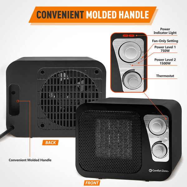 Comfort Zone Retro Style Personal Heater