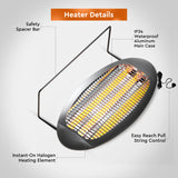 Comfort Zone Outdoor/Indoor Electric Patio Heater with Stand in Black