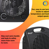 Comfort Zone Energy Save Fan-Forced Space Heater in Black