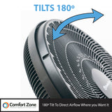 Comfort Zone 20" 3-Speed High Velocity Floor Fan in Black
