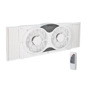 Comfort Zone 9" 3-Speed Reversible Twin Window Fan with Remote Control