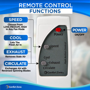 Comfort Zone 9" 3-Speed Reversible Twin Window Fan with Remote Control