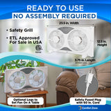 Comfort Zone 9" 3-Speed Reversible Twin Window Fan with Remote Control in White