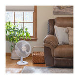Comfort Zone 12" 3-Speed Quiet Oscillating Table Fan in White