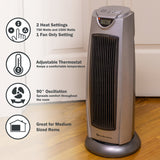 Comfort Zone Ceramic Oscillating Digital Tower Heater with Remote in Silver