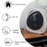 Comfort Zone 10" 3-Speed Square Turbo Table Fan in White