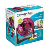 Comfort Zone 8" Blade Turbo High-Velocity Tilting Fan in Berry